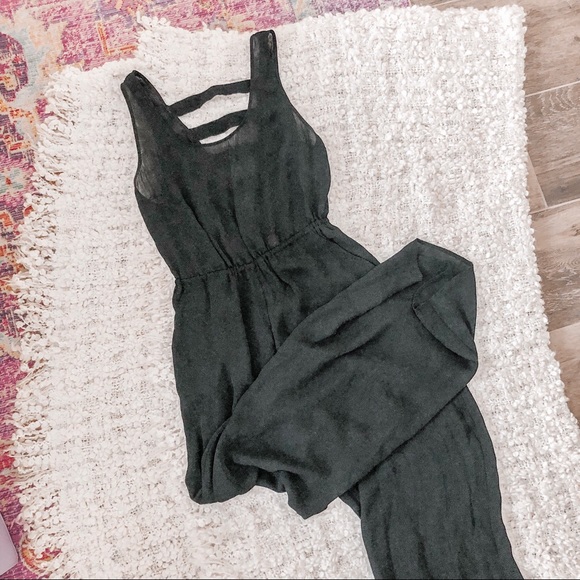 LAST CHANCE H&M SHEER CUTOUT BLACK JUMPSUIT - Picture 3 of 6